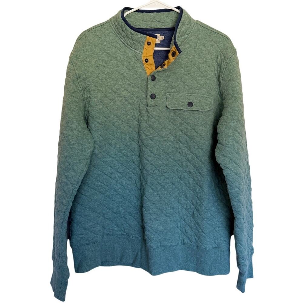 Faherty Epic Quilted Fleece Pullover Sweater - Large - Seacoast Melange
